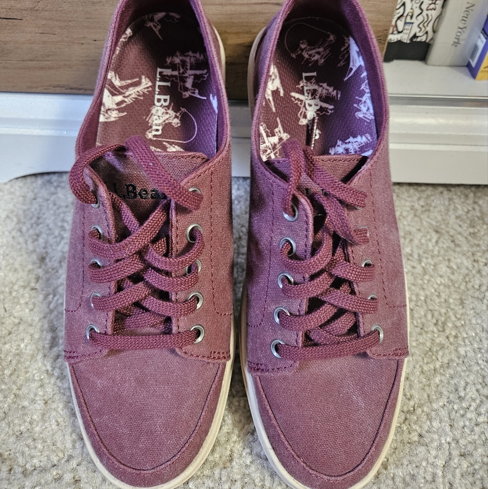 L.L. Bean Maroon Canvas Low-Top Sneakers